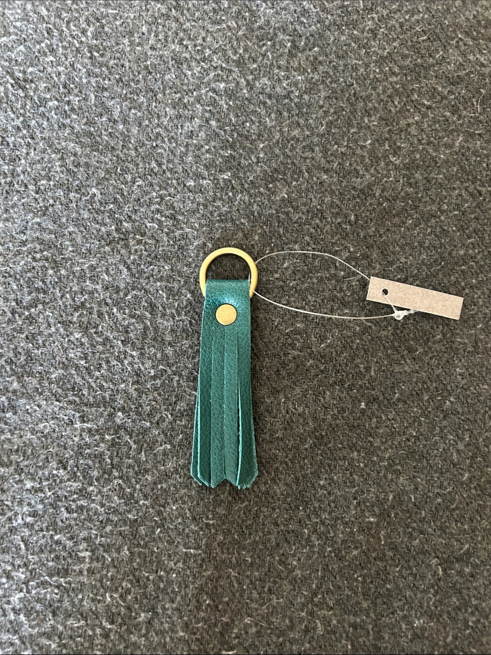 Portland Leather Emerald Green Tassel Keyring with Gold Hardware